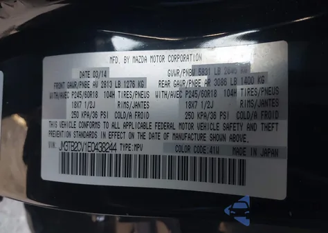 2014 Mazda Cx-9 Touring from USA, damaged, VIN JM3TB2CV1E0438244